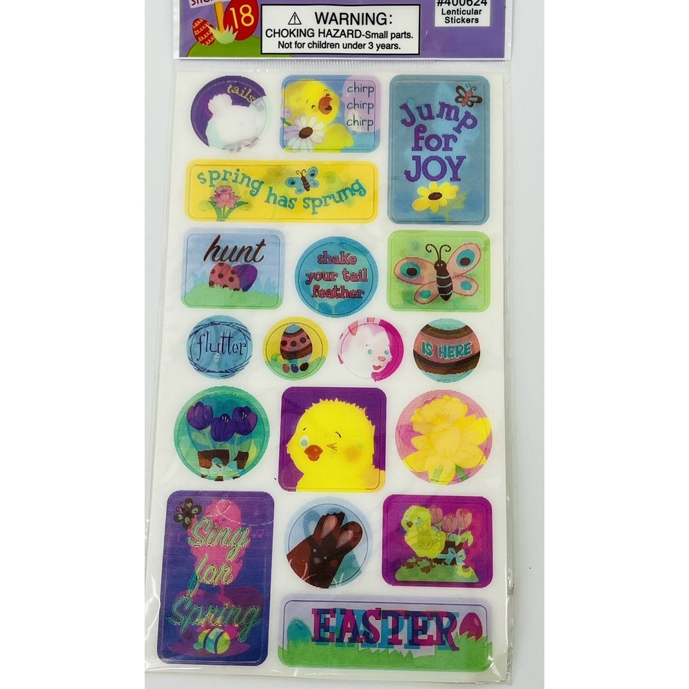 NOS Lenticular Moving Easter Stickers 18 The Clever Factory Sealed Package